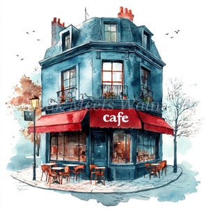 Folk Art Street Cafe- 10 hochwertige Aquarell JPGs, Fashion Girl, digitaler Download, , Junk-Journal, kommerzielle Nutzung druckbare Scrapbooking