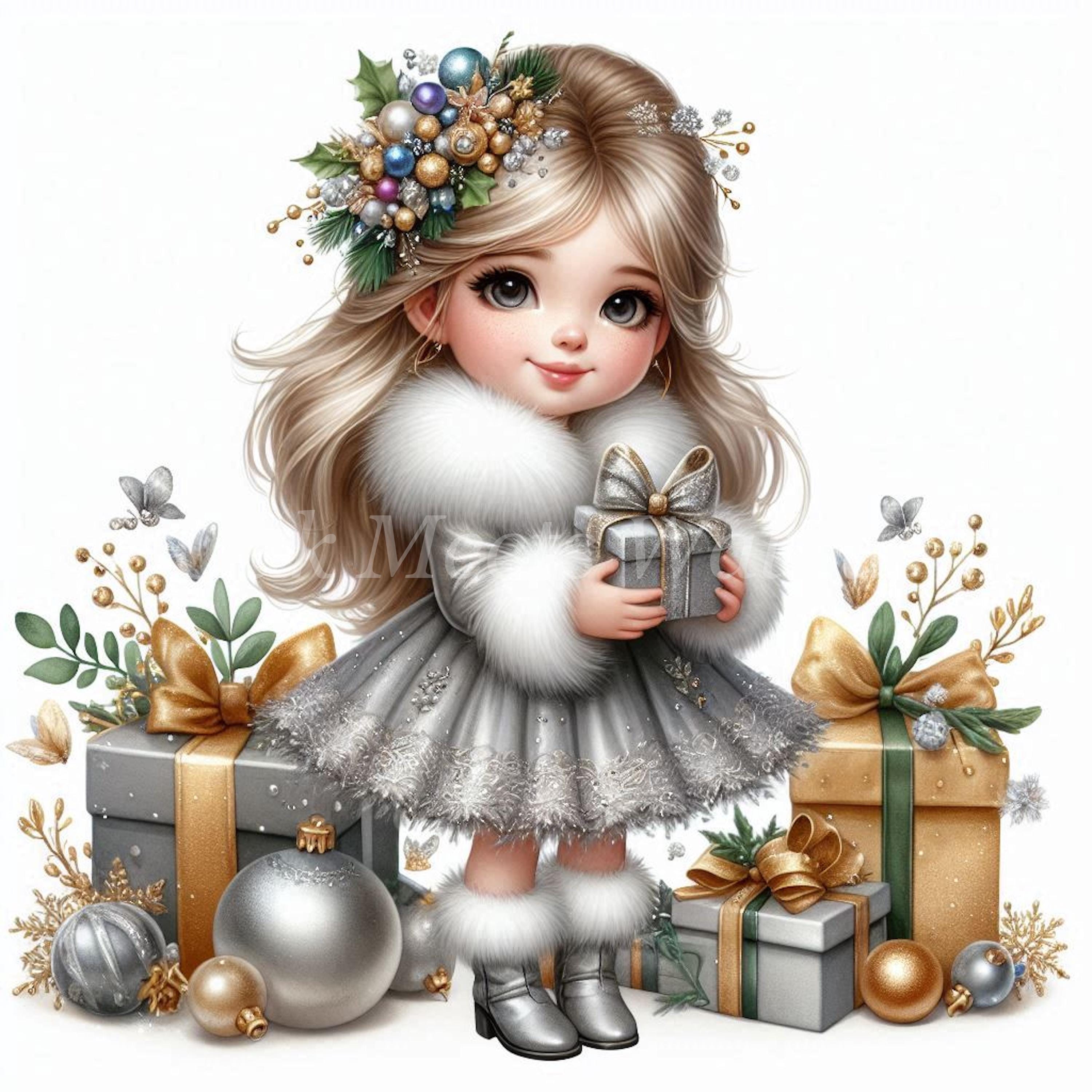 クリスマス ティンセル クリップアート バンドル: 水彩クリスマス