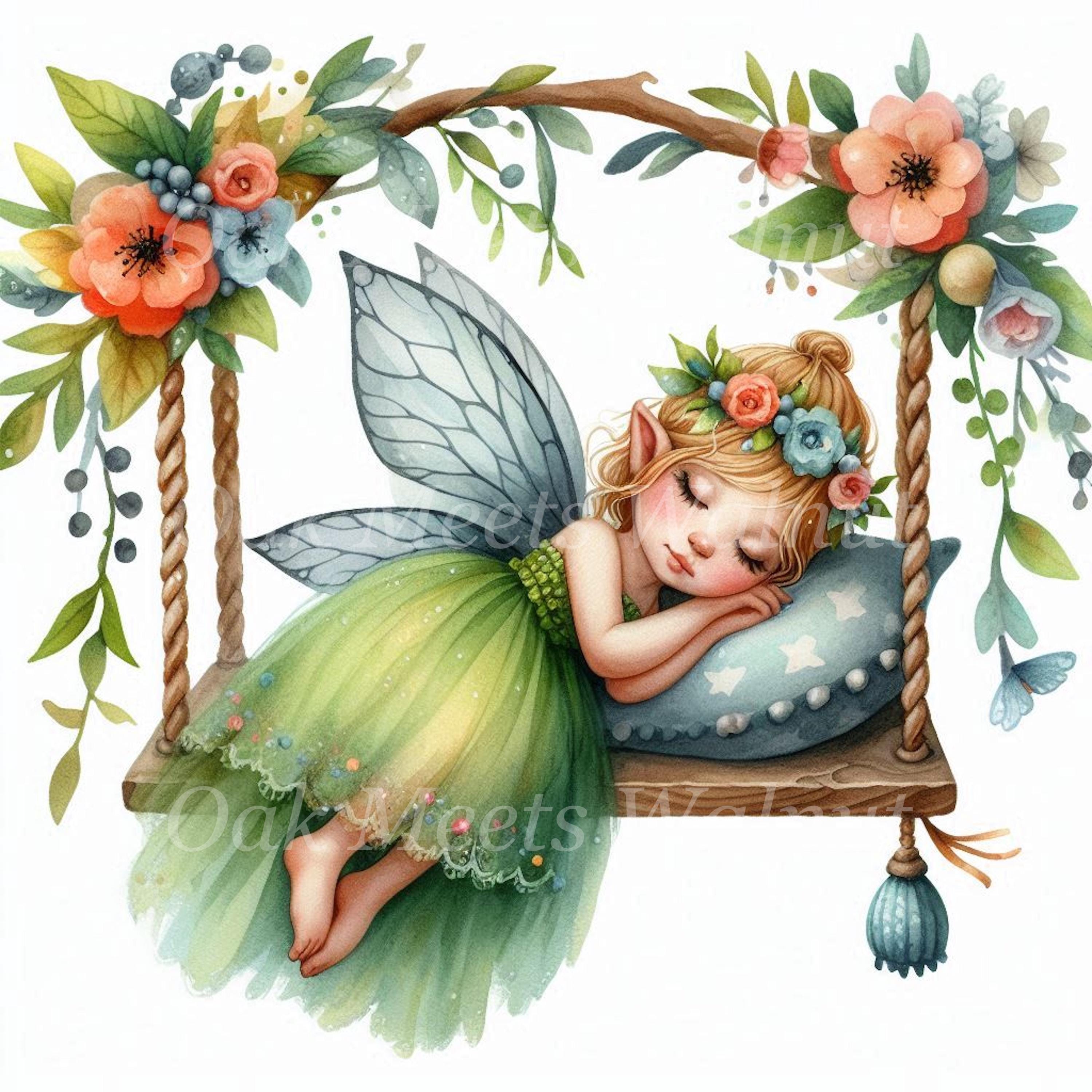 Sleeping Fairy Clipart Bundle – Watercolor Style Jpgs (digital Download ...