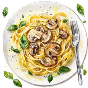 Pacchetto Clipart di pasta ai funghi - 10 JPG di alta qualità, download digitale, tecniche miste, sublimazione, artigianato con carta, scrapbooking di junk journaling