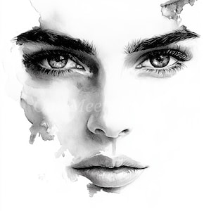 Abstract Woman Face Line Art Clipart Bundle- 10 High Quality Watercolor JPGs, Craft Sublimation, Digital download Scrapbook Junk Journal