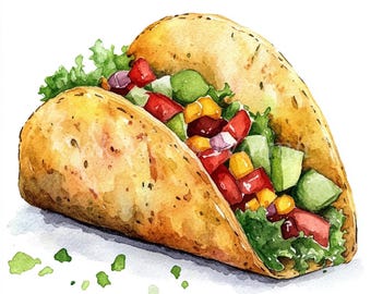 Watercolor Taco Clipart Bundle: Tasty Taco Illustrations (Digital Download)