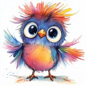 Paquete de imágenes prediseñadas de pájaros coloridos extravagantes: 10 archivos JPG de acuarela de alta calidad, imágenes imprimibles, descarga digital, manualidades de papel, diario basura, álbum de recortes