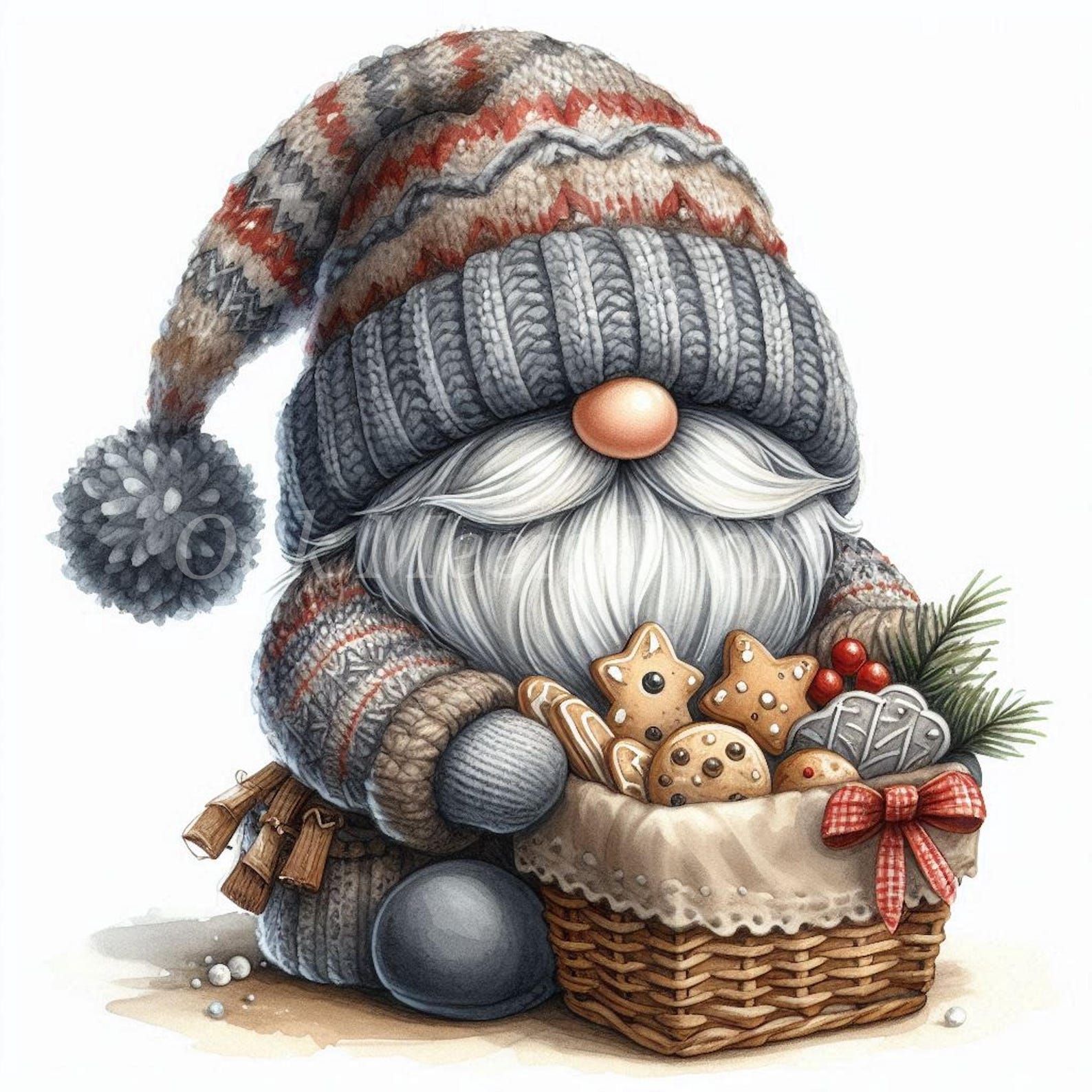 Gingerbread Gnome Watercolor Clipart: Christmas Cookie Art (digital ...