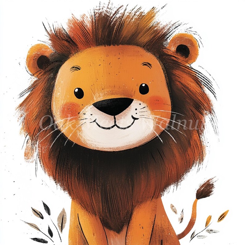 Cartoon Lion Watercolor Clipart – Scrapbook Graphics (digital Download ...