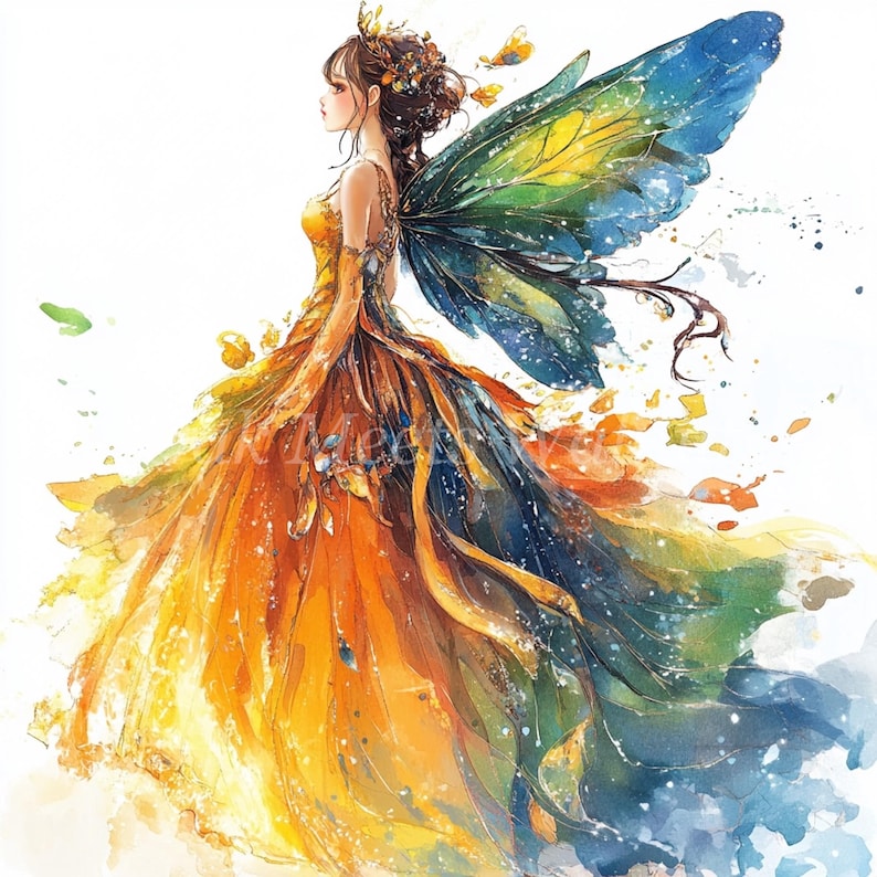 Watercolor Fairy Clipart Bundle – Printable Fantasy Art (digital ...