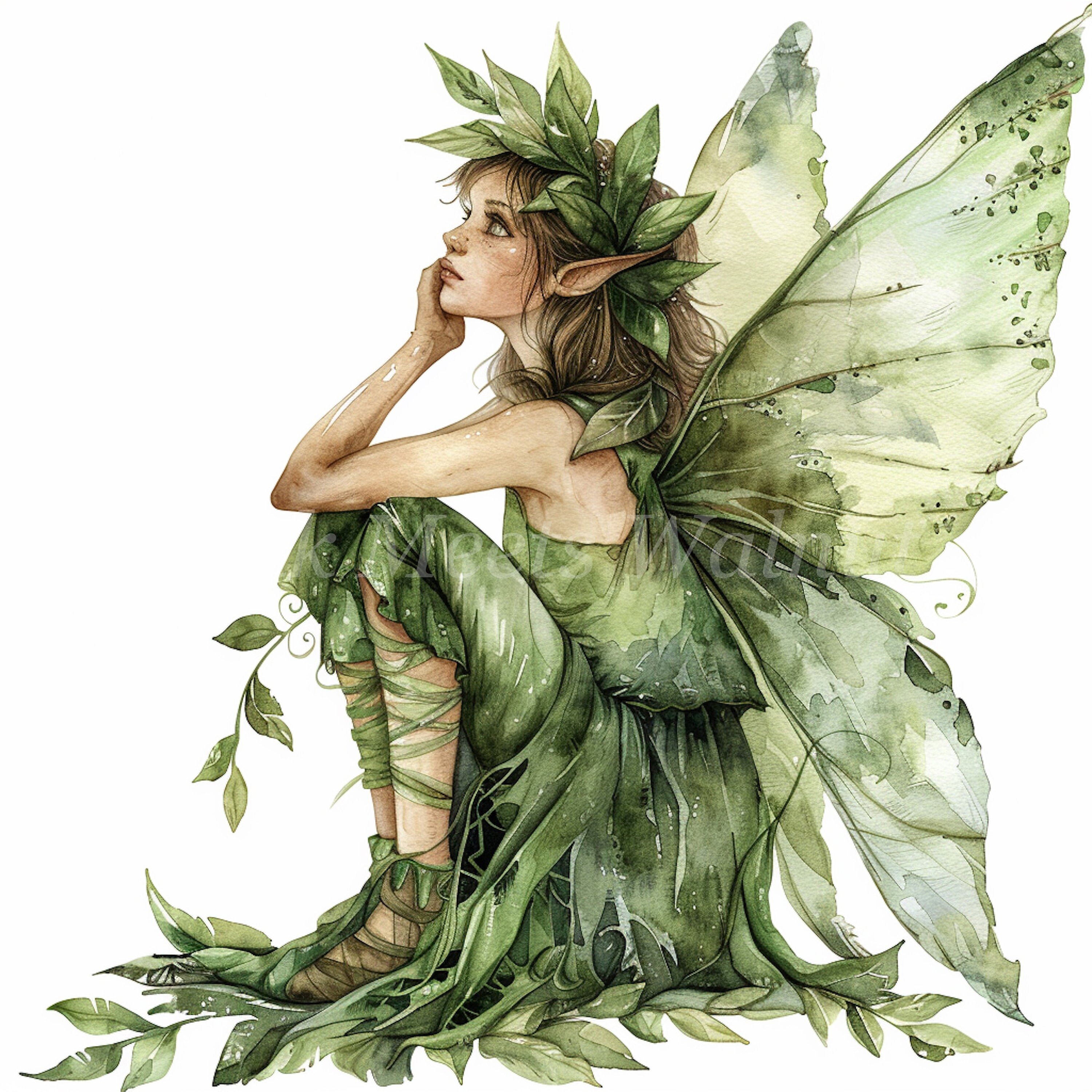 Watercolor Forest Fairy Clipart Bundle – Fairytale PNG Graphics ...
