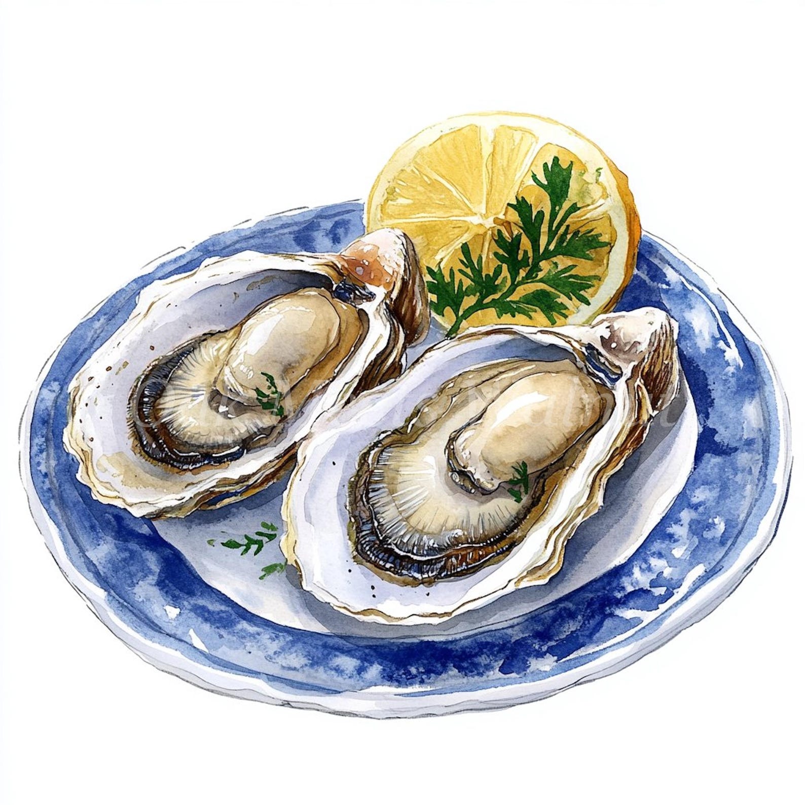 Watercolor Oysters Clipart Bundle: Printable Seafood Images (digital ...