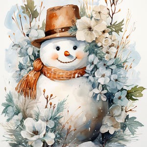 Vintage Snowman in Winter Scenery 8.5*11.05 Clipart Bundle- 10 High Quality Watercolor JPGs- Christmas, Junk Journal, Scrapbook, Digital