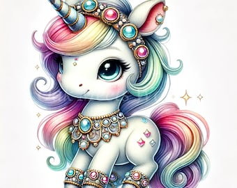 Einhorn Clipart: Edelstein Einhorn Illustrationen (digitaler Download)