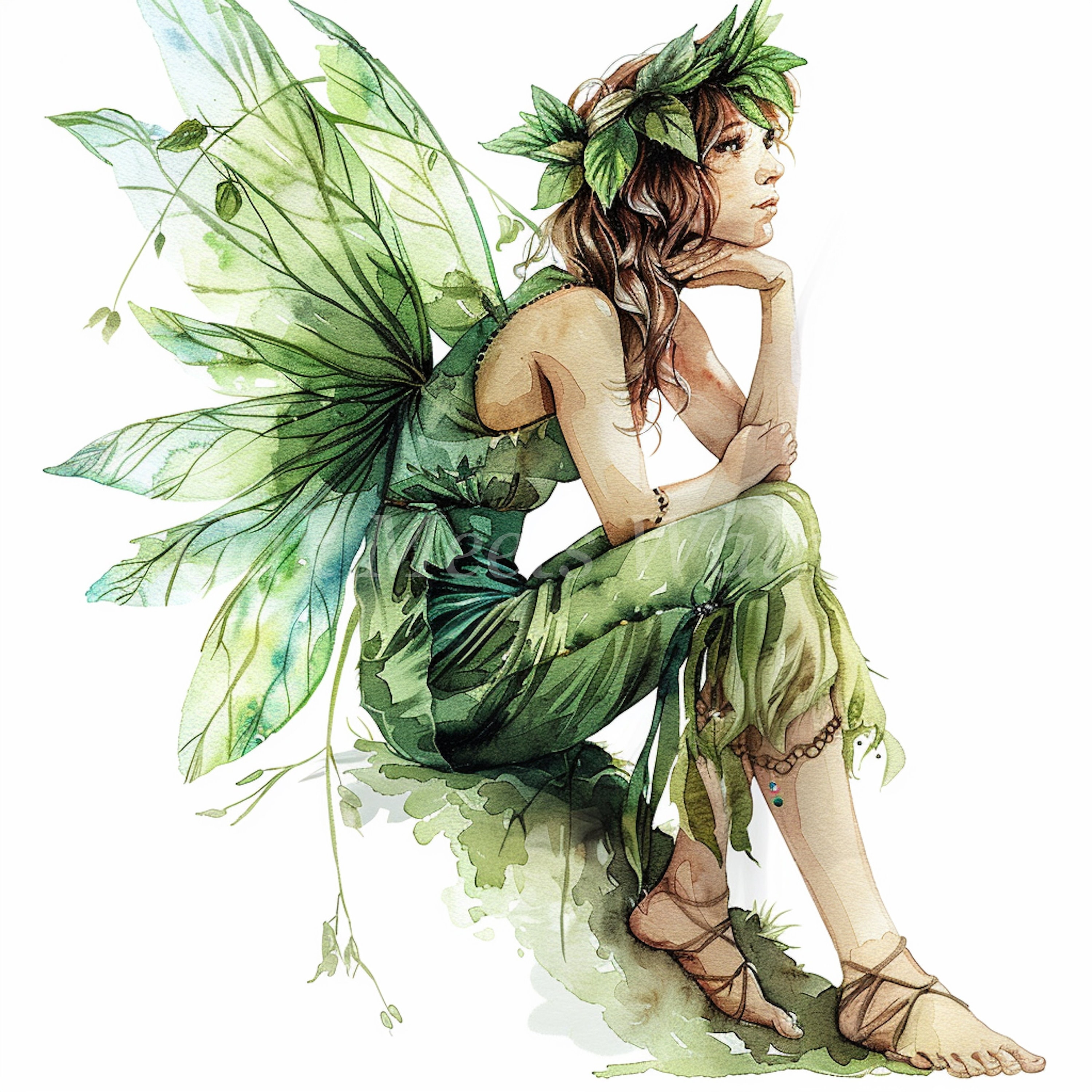 Watercolor Forest Fairy Clipart Bundle – Fairytale PNG Graphics ...