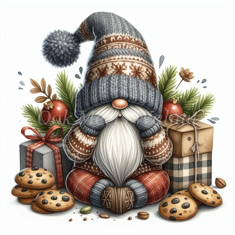 Gingerbread Gnome Watercolor Clipart: Christmas Cookie Art (digital ...
