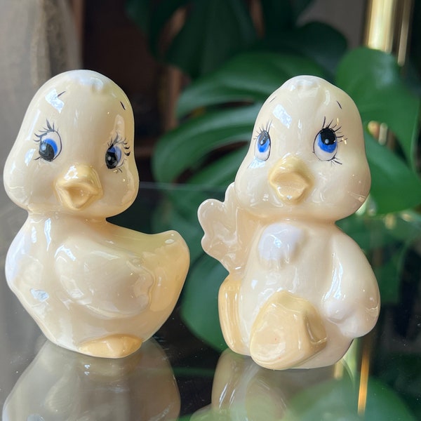 Set of 2 Vintage Ceramic Little Baby Duckling Figurines