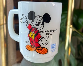 1980's Anchor Hocking Milk Glass Mickey Mouse Pepsi Collector Mug Cup