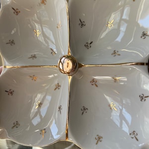 Vintage Arnart Japan Divided White Dish with Gold Accents