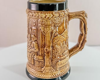 Vintage Ceramic German Beer Stein Mountain & Pub Scene