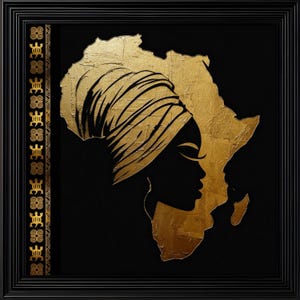 Golden Goddess – African Queen Silhouette In Textured Gold, Afrocentric Wall Art