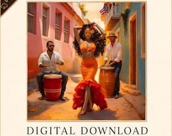 Bomba in Oud San Juan – Muurdecoratie Puerto Rico (Digitale download)