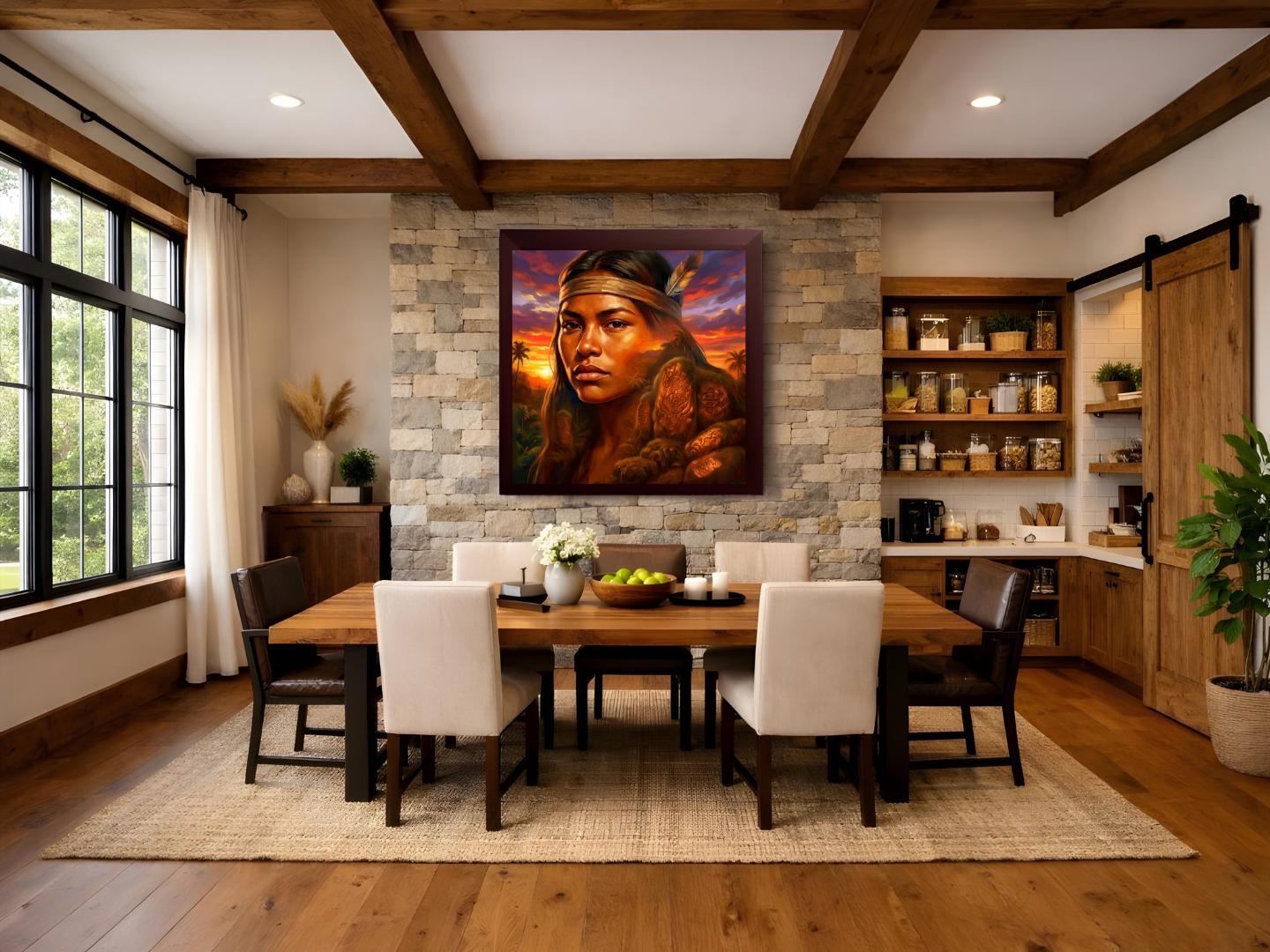 Taíno Woman With Zemi Stones Wall Art at Caribbean Sunset - Etsy