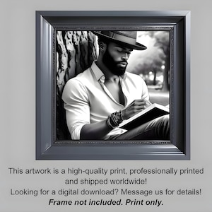 Tranquil Moments: Sketch of a Handsome Man Lost in Literature Art Print
