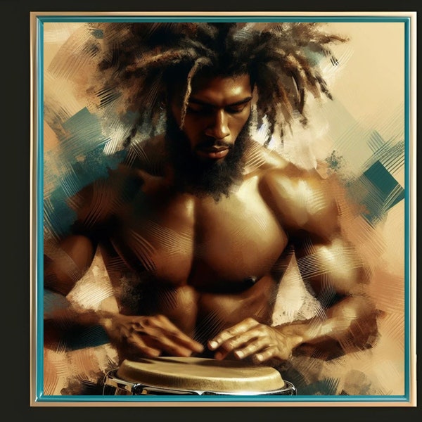 Conga Cadence: Evocative Artwork of an Afro-Latino Musician in Motion