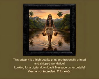 Taíno Woman at Sunrise – Caribbean Indigenous Wall Art, Ancestral