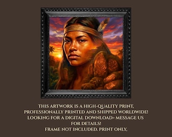 Taíno Woman With Zemi Stones Wall Art at Caribbean Sunset - Etsy