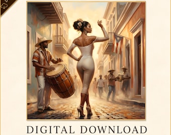 Digital Download - Bomba En Old San Juan – Afro-Puerto Rican Dancer In Motion, Boricua Culture