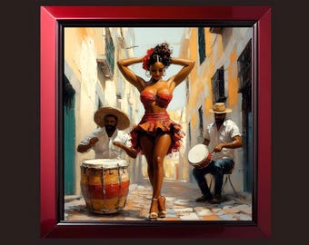 Art Print [High-Quality Wall Decor] - Puerto Rican Bomba Art - Vibrant Dance-Inspired Print Wall Decor, Traditional Dance Wall Art Decor