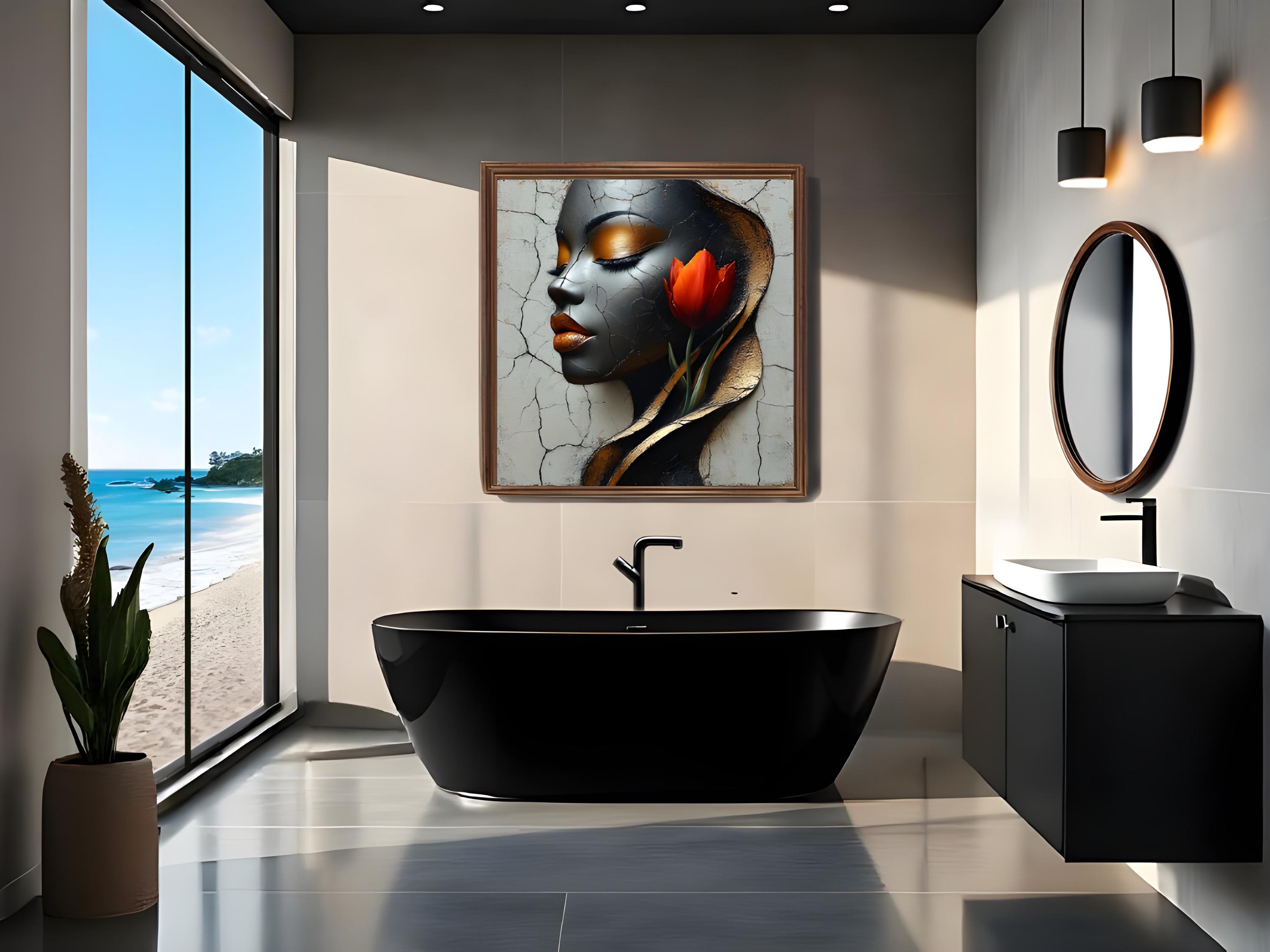 ひび割れた美しさ - 赤いチューリップを持つ黒人女性の肖像 - Etsy 日本, image size:3000x2250