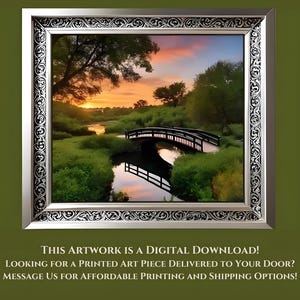 Bridge Painting - Stunning Digital Download of Scenic Art - Perfect for Home Decor & Office Wall Art - Unique Landscape Design