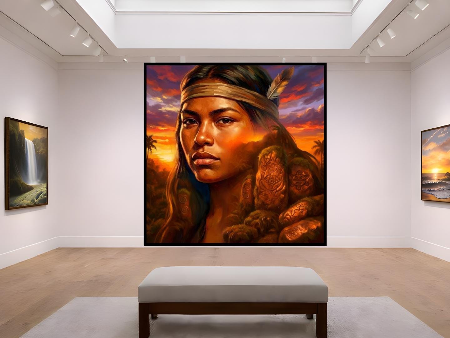 Taíno Woman With Zemi Stones Wall Art at Caribbean Sunset - Etsy
