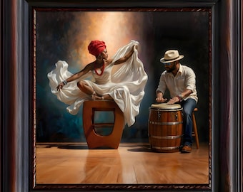Puerto Rican Bomba Dance Print: Afro-Latina Art, Cultural Heritage