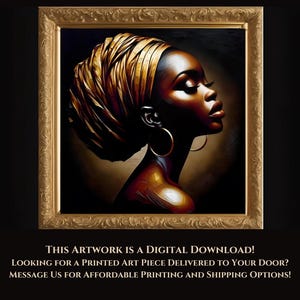 Golden Headwrap Afrocentric Digital Art Print – Black Woman Wall Art[A Digital Download]