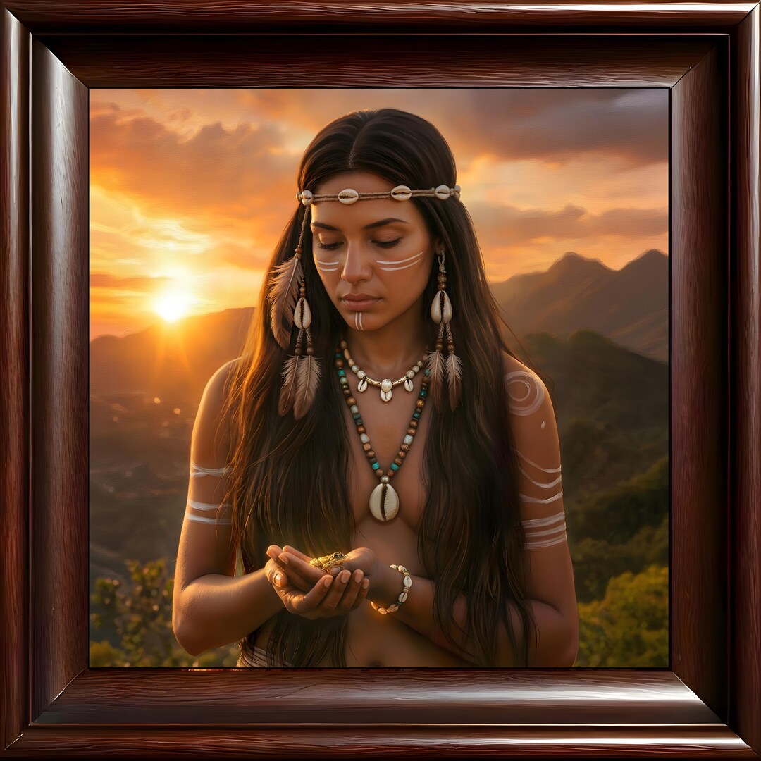 Taíno Woman With Coquí – Caribbean Indigenous Wall Art, Puerto Rico ...