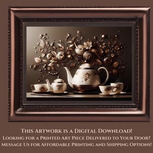 Elegant Floral Tea Set Kitchen Wall Art[A Digital Download]