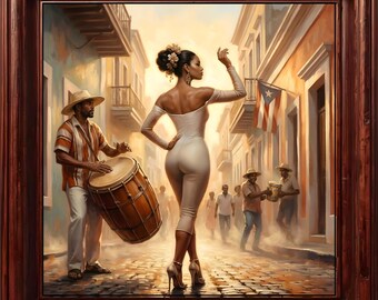 Bomba En Old San Juan – Afro-Puerto Rican Dancer In Motion, Boricua Culture Wall Art