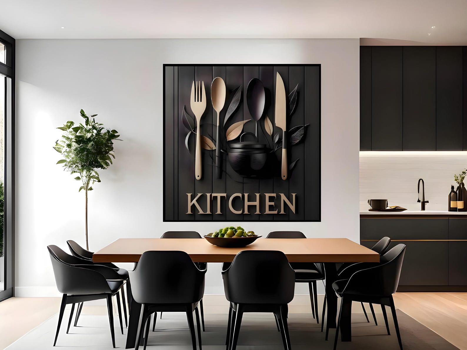 Modern Kitchen Wall Art Minimalist Culinary Utensils Decor Black And modern-kitchen-wall-art-minimalist-culinary-utensils-decor-black-and