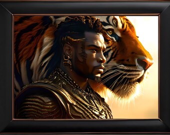 The Black Warrior and His Tiger Companion