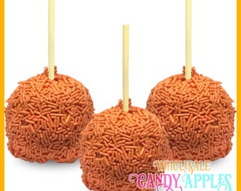 Orange Sprinkle Hard Candy Apples- 1 Dozen