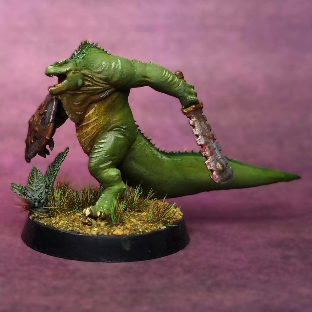 Painted Lizard Reptilian Warrior Miniature, Dnd, RPG Wargames ...