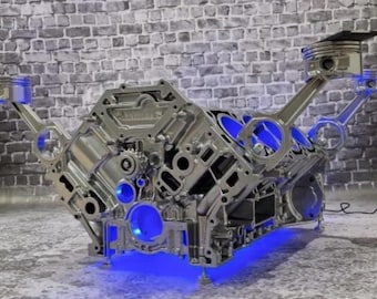 Mercedes S500 V8 Engine Block Coffee Table Block Motortisch Tisch Motorblock Motor Restaurant Supercar chrome Handmade