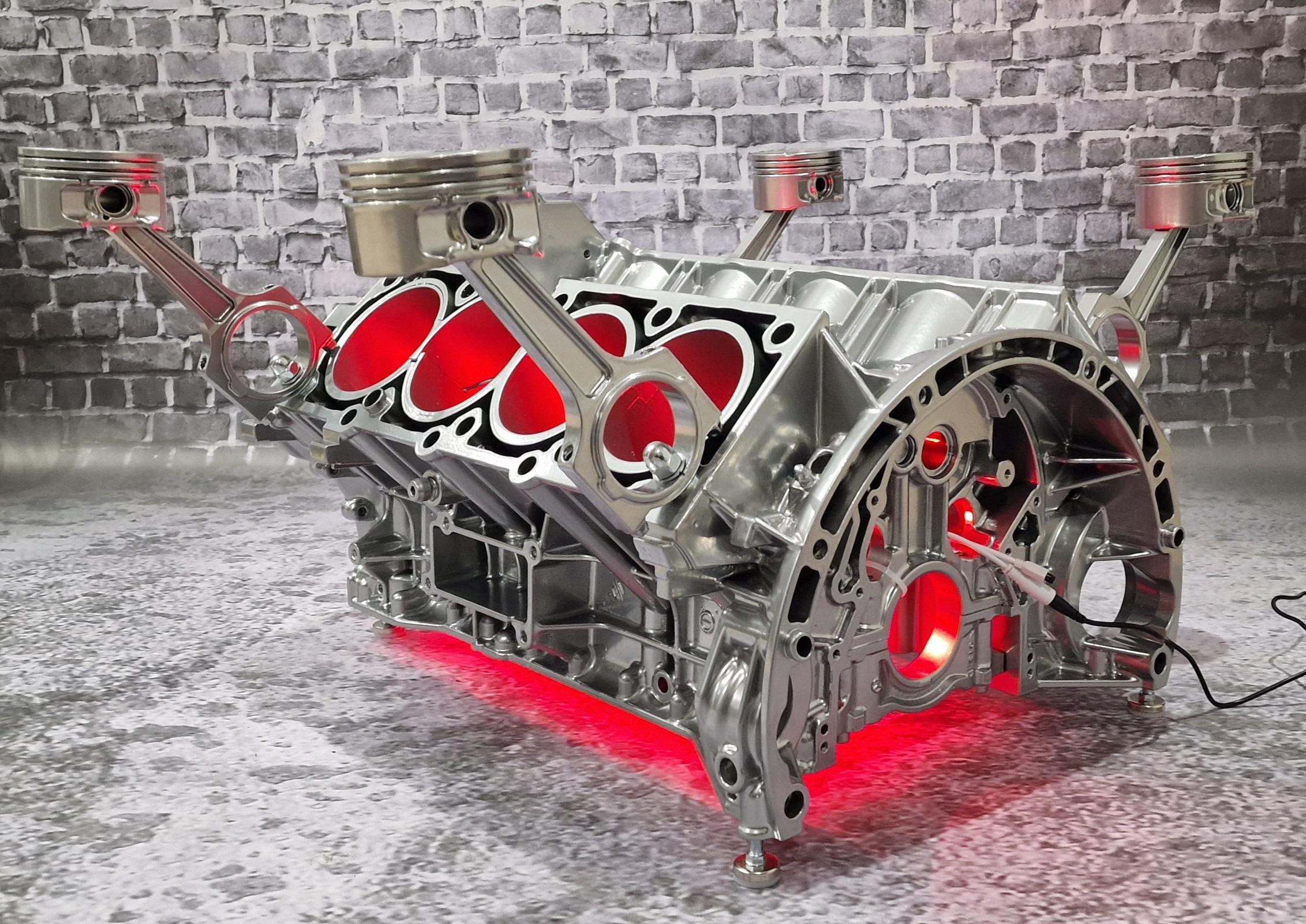 Chromed Engine Block Mercedes S500 V8 Engine Block Coffee Table Block Motortisch Tisch ...