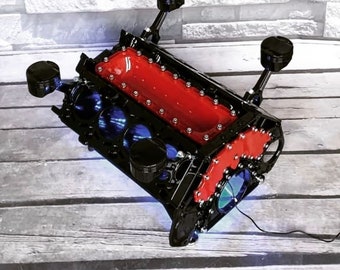 BMW 3.0l, 3.5l, 4.4l V8 Engine Block Coffee Table Block Motortisch Tisch Motorblock Motor Restaurant Supercar Black-Red