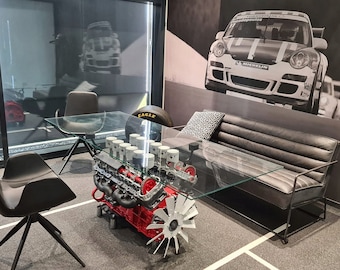 Jaguar XJ12 V12 E-TYPE Engine Coffee Table Block Motortisch Tisch Motorblock Motor Restaurant Supercar Red Handmade