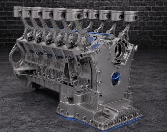 BMW 750 850 V12 - 12 pistons Engine Block Coffee Table Block Motortisch Tisch Motorblock Motor Restaurant Supercar Unique - old timer