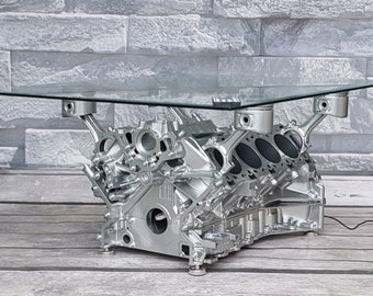 Jaguar 3.2l V8 Engine Block Coffee Table Block Motortisch Tisch Motorblock Motor Restaurant Supercar Chrome