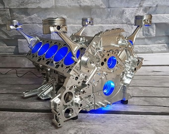 Lamborghini Huracan 5.2l V8 Engine Block Coffee Table Block Motortisch Tisch Motorblock Motor Restaurant Supercar Chrome (Logo)
