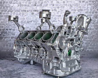 Mercedes 5.5l AMG V8 Engine Block Coffee Table Block Motortisch Tisch Motorblock Motor Restaurant Supercar Chrome Handmade
