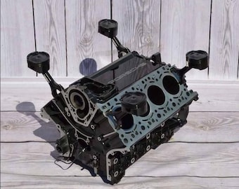Porsche Cayenne 4.5l V8 Engine Block Coffee Table Block Motortisch Tisch Motorblock Motor Restaurant Supercar Black Matt
